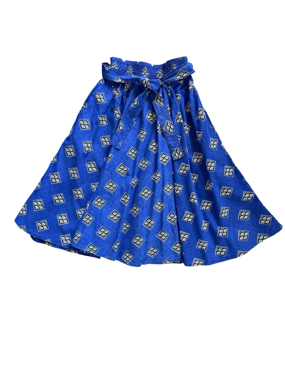Go Rogue Blue Boho Skirt Cotton Tie Waist Flowy Festival Free Size